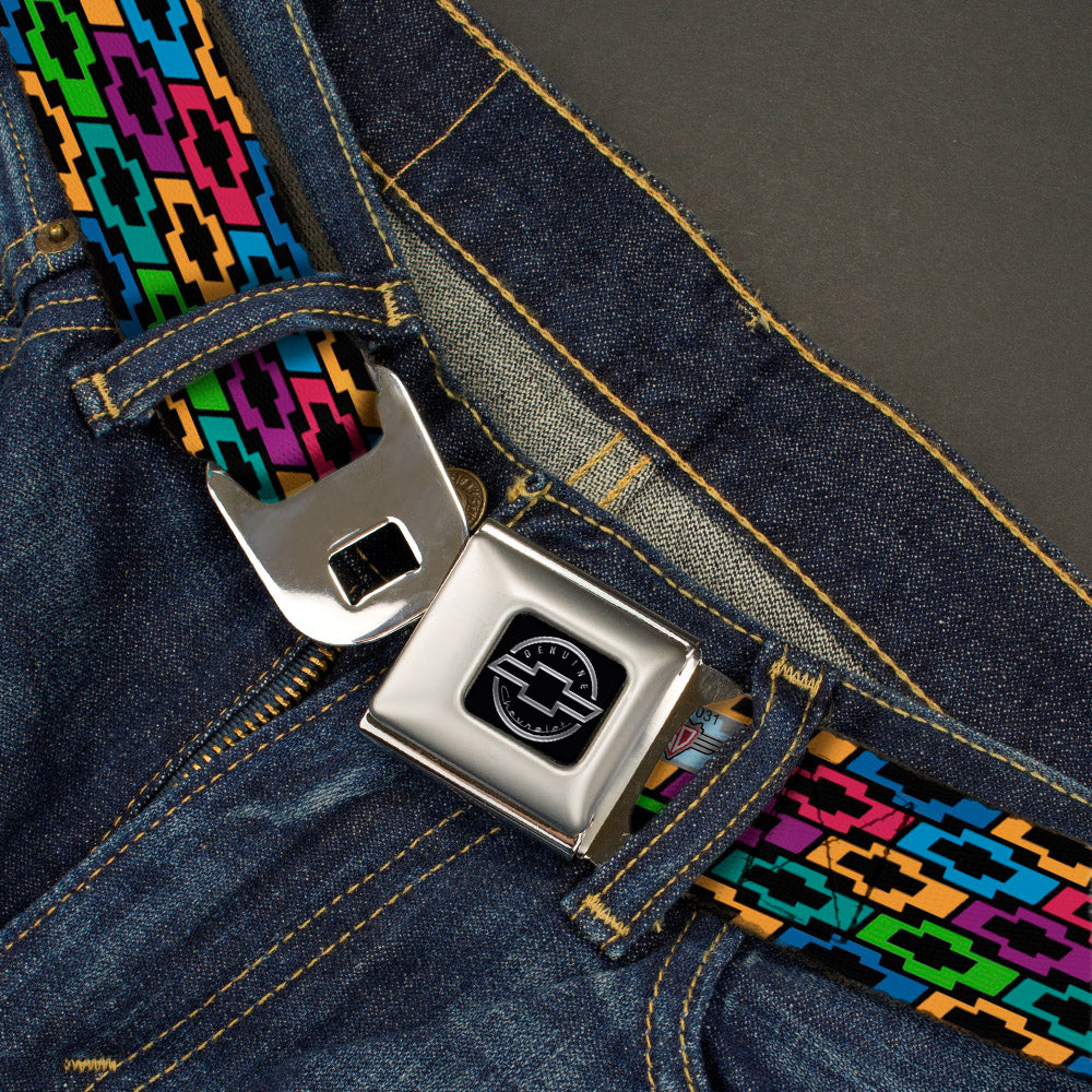 Chevy Bowties Multi Color Webbing Seatbelt Belt