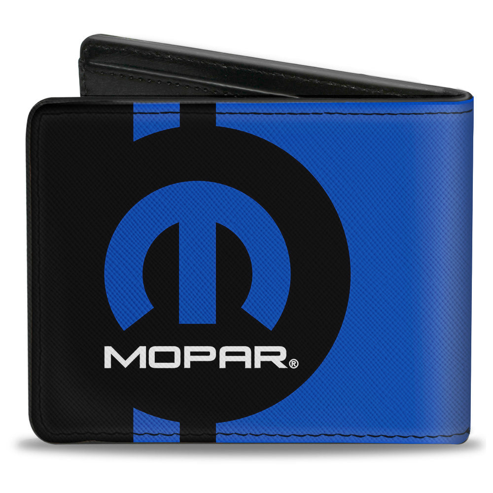 Mopar Logo Stripe Black & Blue Bi-Fold Wallet