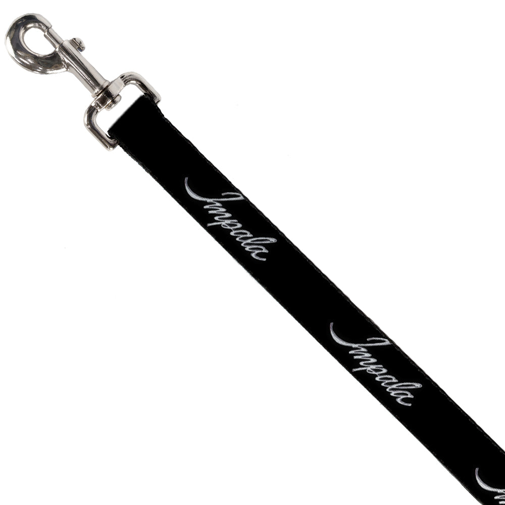 Impala Script Emblem Black & Silver Dog Leash