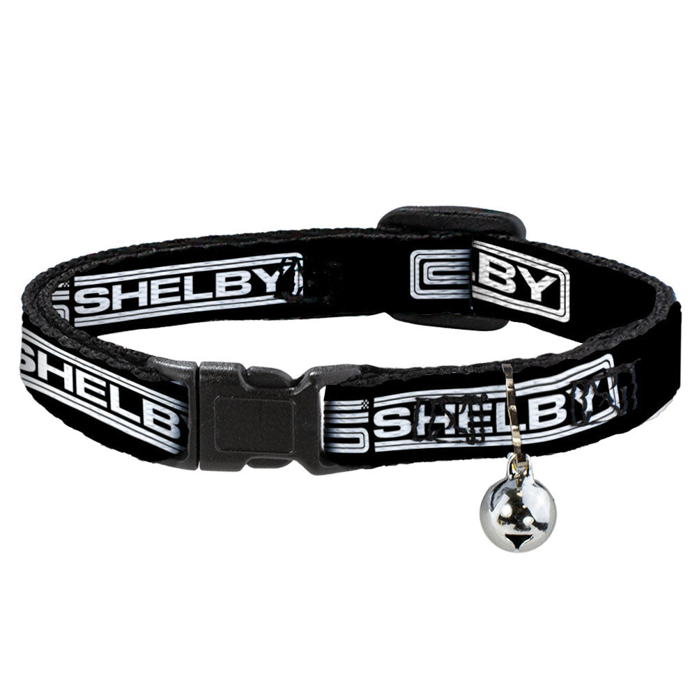 Carroll Shelby Racing Black & White Breakaway Cat Collar with Bell - Narrow Fits 8.5-12"