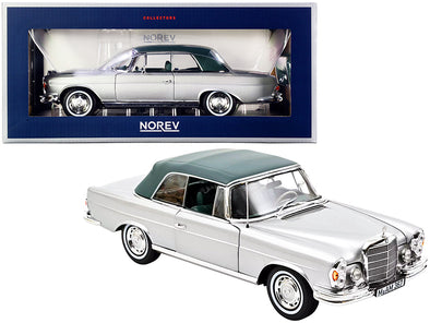 1969 Mercedes Benz 280 SE Cabriolet Silver Metallic with Green Top 1/18 Diecast Model Car by Norev