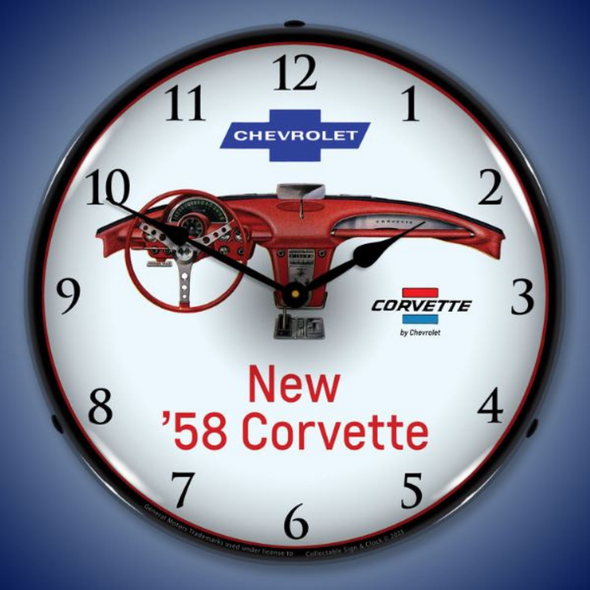 1958 C1 Corvette Dashboard Lighted Wall Clock