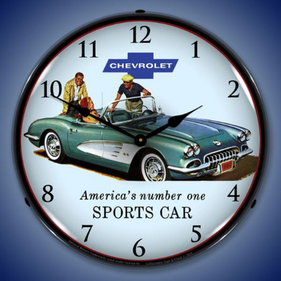 1960 Corvette America's Number One Sports Car Lighted Wall Clock