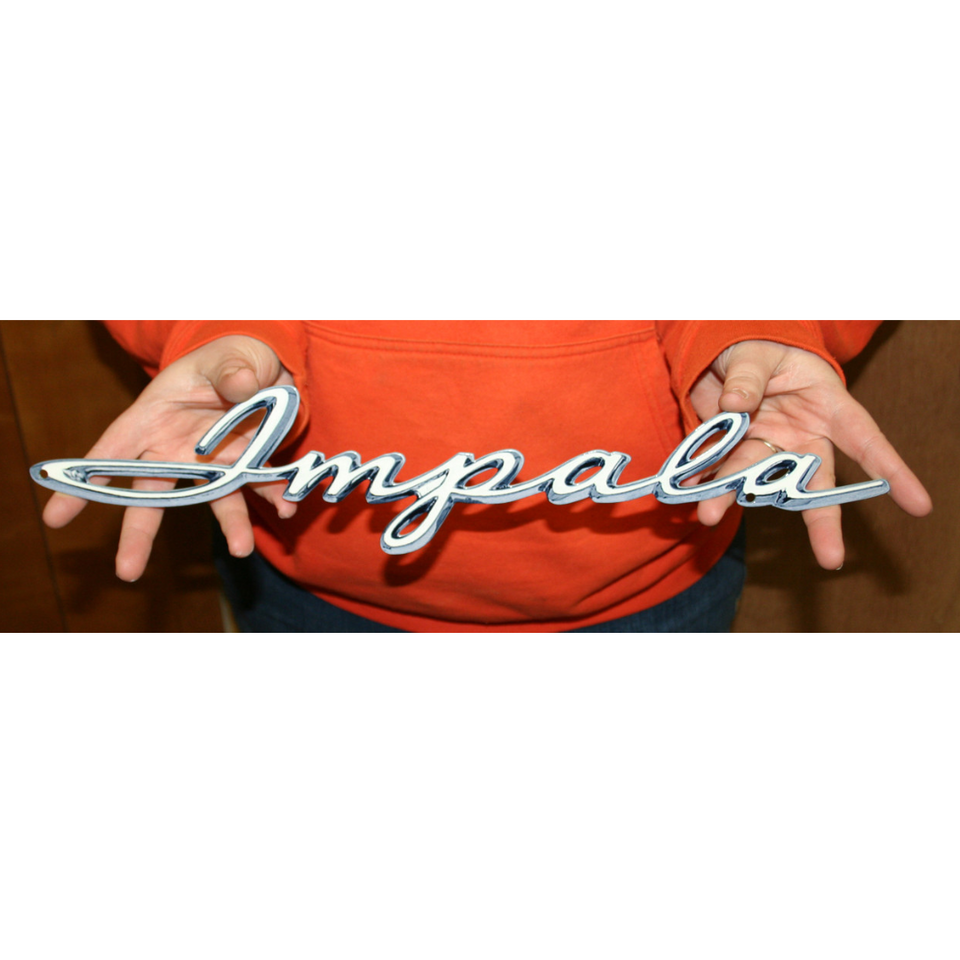 1961 Chevy Impala Script Emblem Steel Sign | Classic Auto Store Online