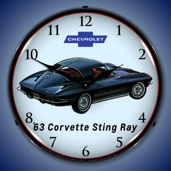1963 C2 Corvette Split Window Coupe Lighted Wall Clock
