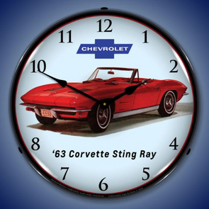 1963 C2 Corvette Sting Ray Convertible Lighted Wall Clock