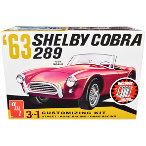 1963 Shelby Cobra 289 3 in 1 Skill 2 1/25 Scale Model Kit by AMT