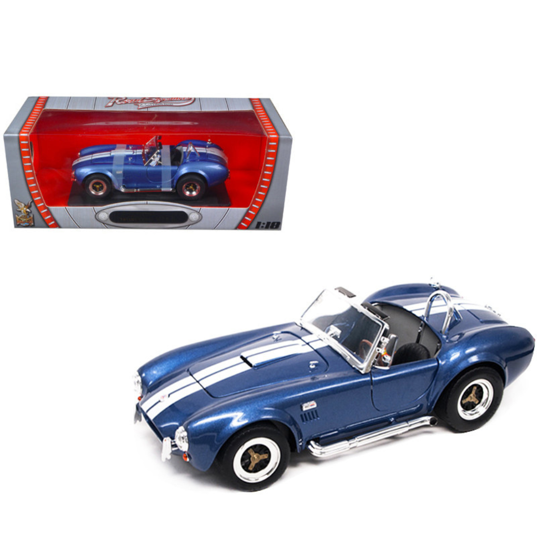 1964 Shelby Cobra 427 S/C Blue Metallic with White Stripes 1/18 Diecast Model Car by Road Signature