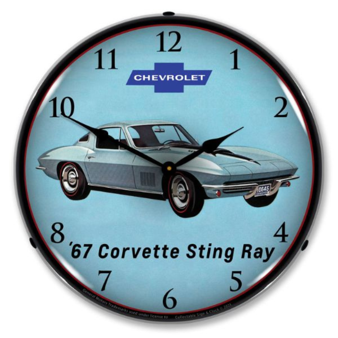 1967-c2-corvette-sting-ray-lighted-wall-clock