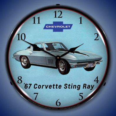 1967 C2 Corvette Sting Ray Lighted Wall Clock
