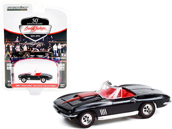 1967 Chevrolet Corvette Convertible Black with Red Stripe and Red Interior (Lot #1367) Barrett Jackson "Scottsdale Edition" Series 8 1/64 Diecast Model Car by Greenlight