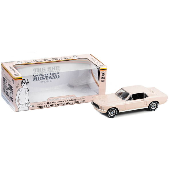 1967 Ford Mustang Coupe Bermuda Sand "She Country Special" 1/18 Diecast Model Car by Greenlight