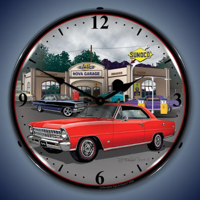 1967 Chevy Nova Lighted Clock | Red