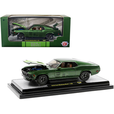 1970 Ford Mustang Mach 1 428 Green Metallic Limited Edition 1/24 Diecast Model Car by M2 Machines