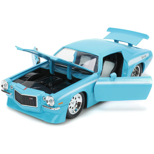 1971-2nd-generation-camaro-z-28-light-blue-bigtime-muscle-1-24-diecast-model-car