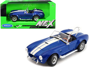 1965-shelby-cobra-427-s-c-blue-metallic-with-white-stripes-1-24-diecast-model-car-by-welly