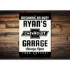 Personalized Chevy Garage - Aluminum Sign