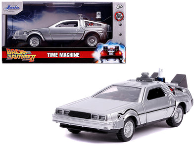 delorean-dmc-time-machine-silver-back-to-the-future-part-ii-1989-movie-hollywood-rides-series-1-32-diecast-model-car-by-jada
