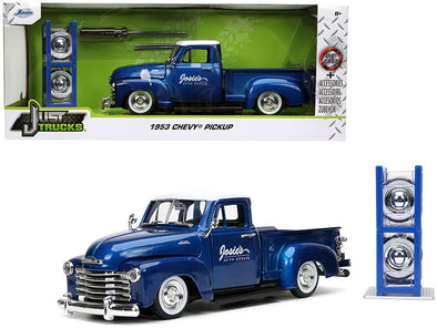 1953 Chevrolet 3100 Pickup Truck Josie's Auto Repair Blue Metallic 1/24 Diecast