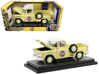 1958 Chevrolet Apache Stepside Pickup Truck Rich Cream w/ White Top Holley 1/24 Diecast