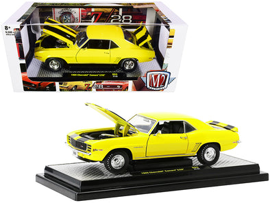 1969 Chevrolet Camaro Z/28 Daytona Yellow with Black Stripes Limited Edition to 6500 pieces Worldwide 1/24 Diecast Model Car by M2 Machines