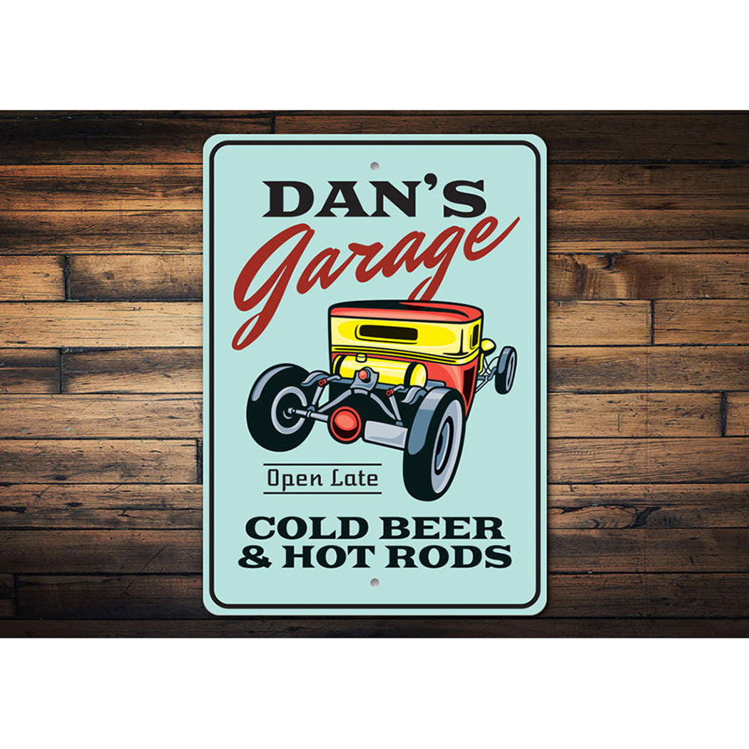 personalized-garage-cold-beer-hot-rods-aluminum-sign