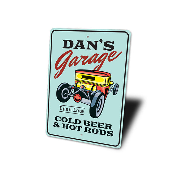 personalized-garage-cold-beer-hot-rods-aluminum-sign