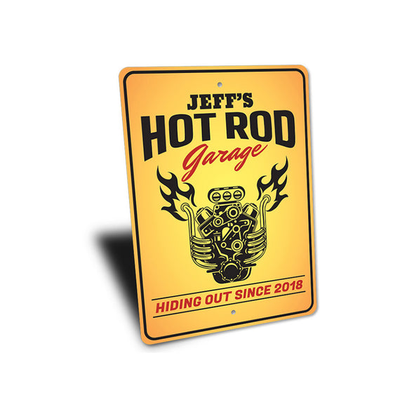 Personalized Hot Rod Garage Established Date - Aluminum Sign