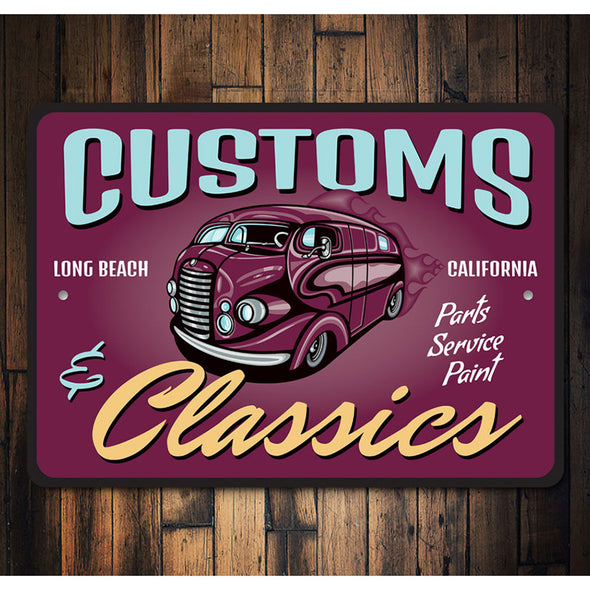 Customs and Classics Shop - Aluminum Sign