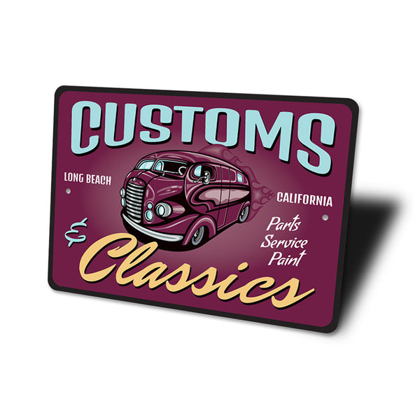 Customs and Classics Shop - Aluminum Sign