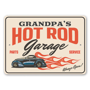 Personalized Hot Rod Garage Parts & Service - Aluminum Sign