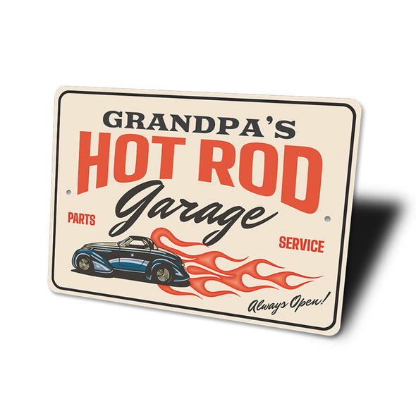 Personalized Hot Rod Garage Parts & Service - Aluminum Sign