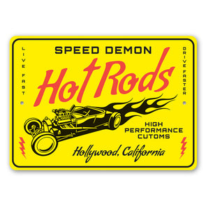 personalized-speed-demon-hot-rods-sign-aluminum-sign