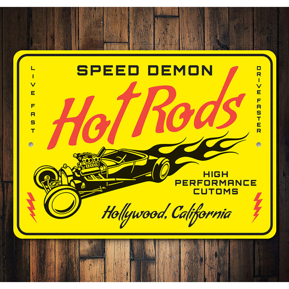 personalized-speed-demon-hot-rods-sign-aluminum-sign