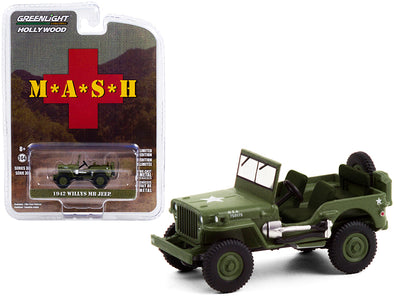 1942 Willys MB Jeep Army Green "MASH" (1972-1983) TV Series "Hollywood Series" Release 30 1/64 Diecast Model Car by Greenlight
