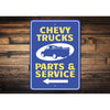 Chevy Trucks Parts & Service Arrow - Aluminum Sign