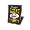 Grandpa's Chevy Truck Garage & Hangout - Aluminum Sign