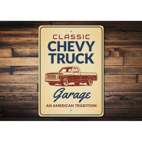 Classic Chevy Truck Garage - Aluminum Sign