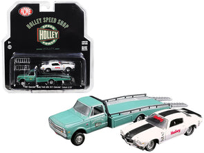 1967 Chevrolet Ramp Truck Turquoise and 1971 Chevrolet Camaro Z/28 White with Black Stripe "Holley Speed Shop" "Acme Exclusive" 1/64 Diecast Model Cars by Greenlight for Acme