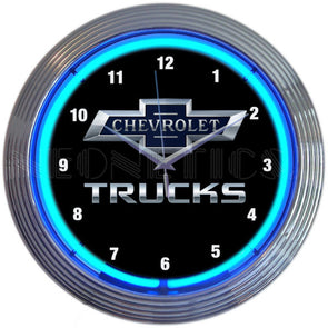 Chevy Trucks 100th Anniversary Blue Neon Clock