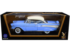 1957 Chevrolet Bel Air Hardtop Light Blue with White Top 1/18 Diecast