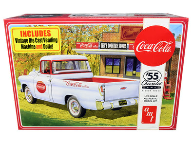 Skill 3 Model Kit 1955 Chevrolet Cameo Pickup Truck Coca-Cola -Vending Machine/ Dolly 1/25 Diecast