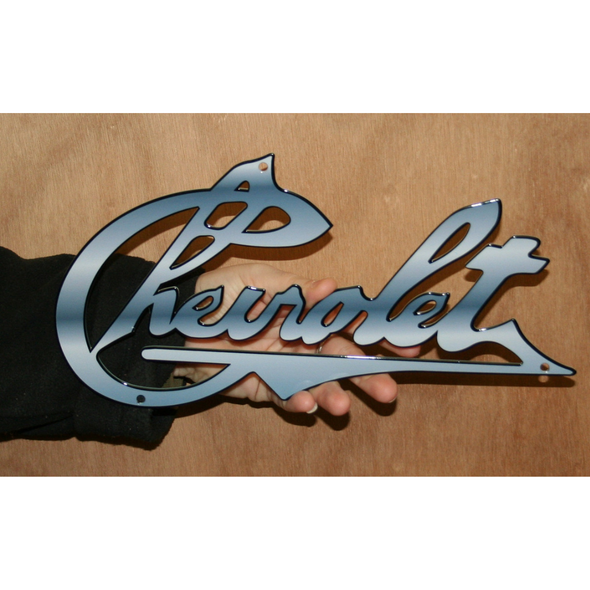 Antique Chevrolet Script Emblem Steel Sign