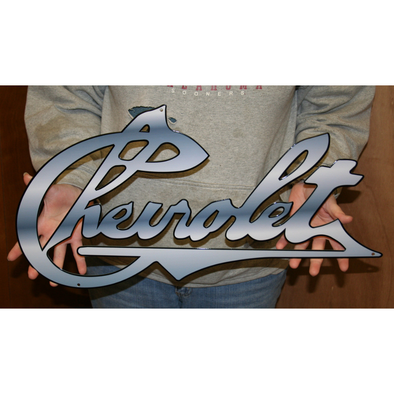Antique Chevrolet Script Emblem Steel Sign