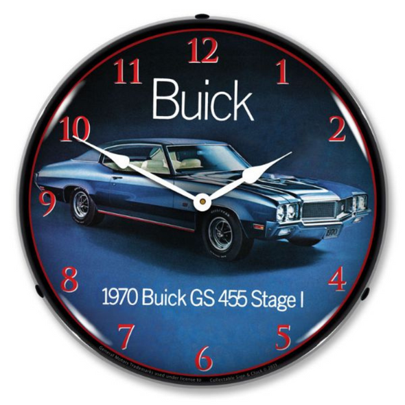 Blue 1970 Buick GS 455 Stage 1 Lighted Clock