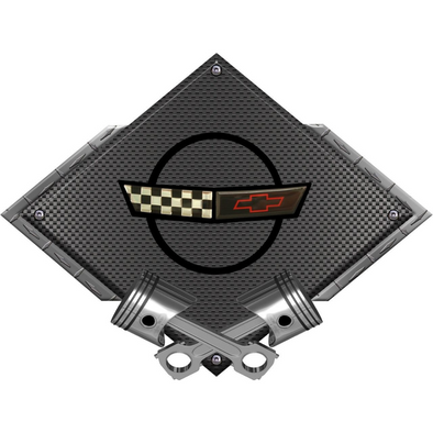C4 Corvette Black Diamond Cross Pistons Steel Sign (1991-1996)