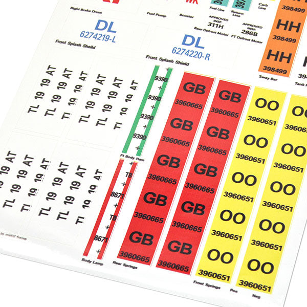 1970-1970 Chevrolet Chevelle LS5 Hardtop Body Codes Decal Kit - CA