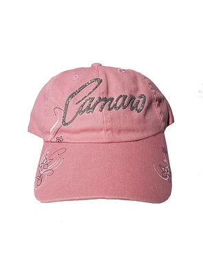 camaro-glitter-script-ladies-hat-cap-pink