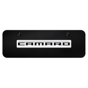 camaro-script-mini-license-plate-chrome-on-black
