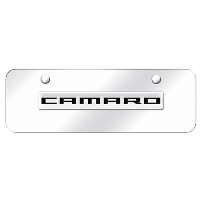 Camaro Script Mini License Plate - Chrome on Chrome